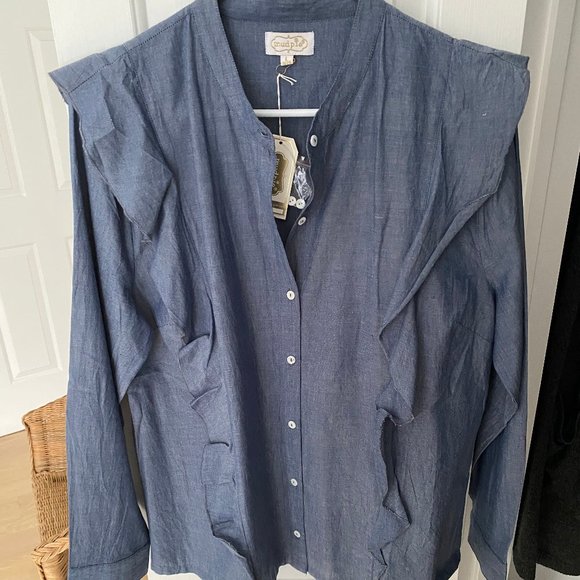 Mud Pie Tops - Mud Pie Chambray Blouse NWT